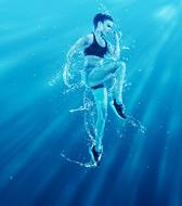 girl underwater jump action splash
