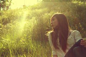 Woman Field Sun