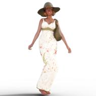 woman summer dress hat girl bag