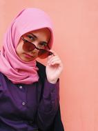 Portrait of pink hijab Young Woman