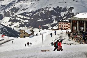 The Alps Zermatt skiers