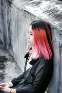 Beautiful woman with pink hair