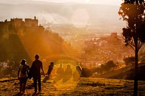 People Couple at Sunset view