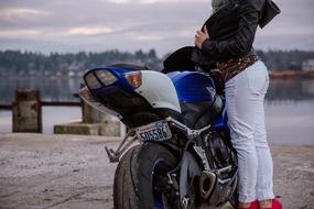 Motorcycle Woman on street