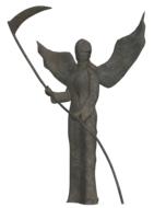 woman angel scythe stone figure