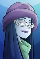 woman cold hat character glasses