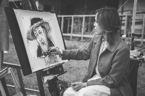 Black And White photo of Woman artist