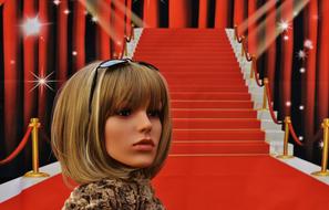 Glamour woman on Red Carpet Stairs