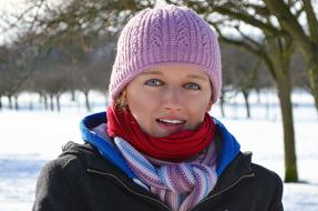 Woman wearing pink hat