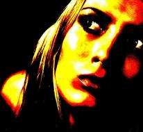 retro woman face abstract art