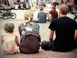 Family Mother Child on street