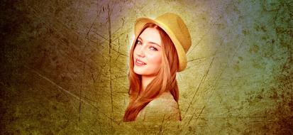 beautiful woman with hat banner