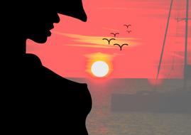 sunset woman beautiful silhouette