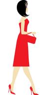 woman girl female lady red dress