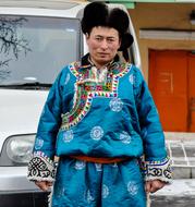 Mongolian Asian traditional dressed Man