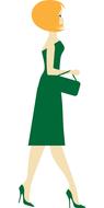 clipart of green dressed girl