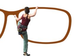 climber with big brown glasses