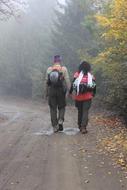 tourists couple on the path