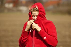 Girl in the beautiful red hoodie