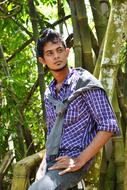 young man model on bamboo background in Sri Lanka