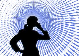 woman talking on mobile phone, silhouette