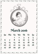 march 2016, vintage calendar as an illustration