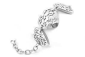 Beautiful and shiny, stainless hearts with the chain, on the white surface