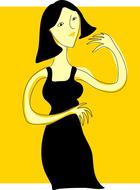 woman in black dress, comic character, digital art