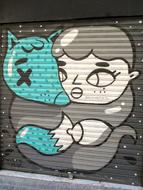 cartoon person with animal, Graffiti, spain, Barcelona