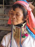 woman with exotic rings around her neck in Thailand