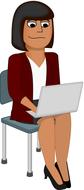 cartoon woman with laptop sitting on a chair