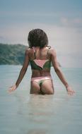 Woman is swimming in the sea