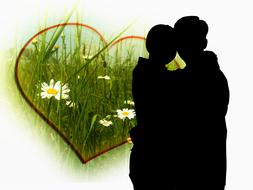 couple in love on a flower meadow