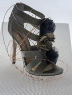 black women sandals with decorative flowers