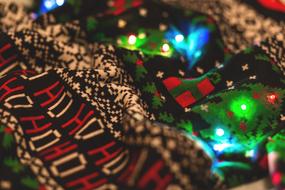 Beautiful and colorful Christmas clothes and colorful lights