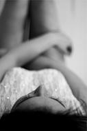 sexy Girl laying on back, Black And White