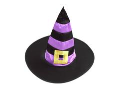 Black hat with purple stripes, halloween Clothing