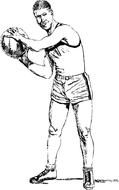 vintage drawing, sportsman holding ball