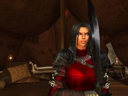 woman warrior with black sword