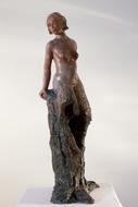 young Woman with Tree trunk, Sculpture