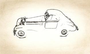 old car, vintage sketch