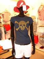 female Display Dummy in t-shirt with skull and crossbones
