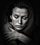 black and white photo of woman specially