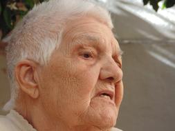 elderly woman with a short haircut