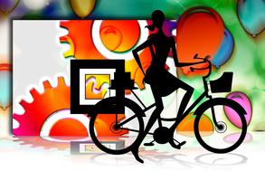 woman silhouette bike gears