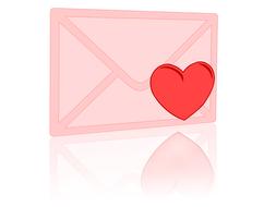 pink envelope with red heart, icon