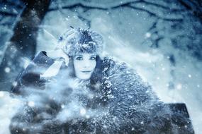 winter photo of a girl in a fur hat