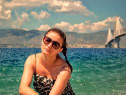 Woman Sea Splashed Portrait