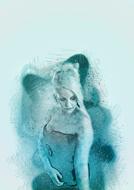 girl drawing spray blue