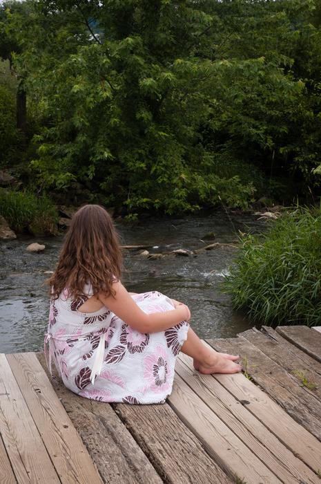 Girl Sitting Bridge